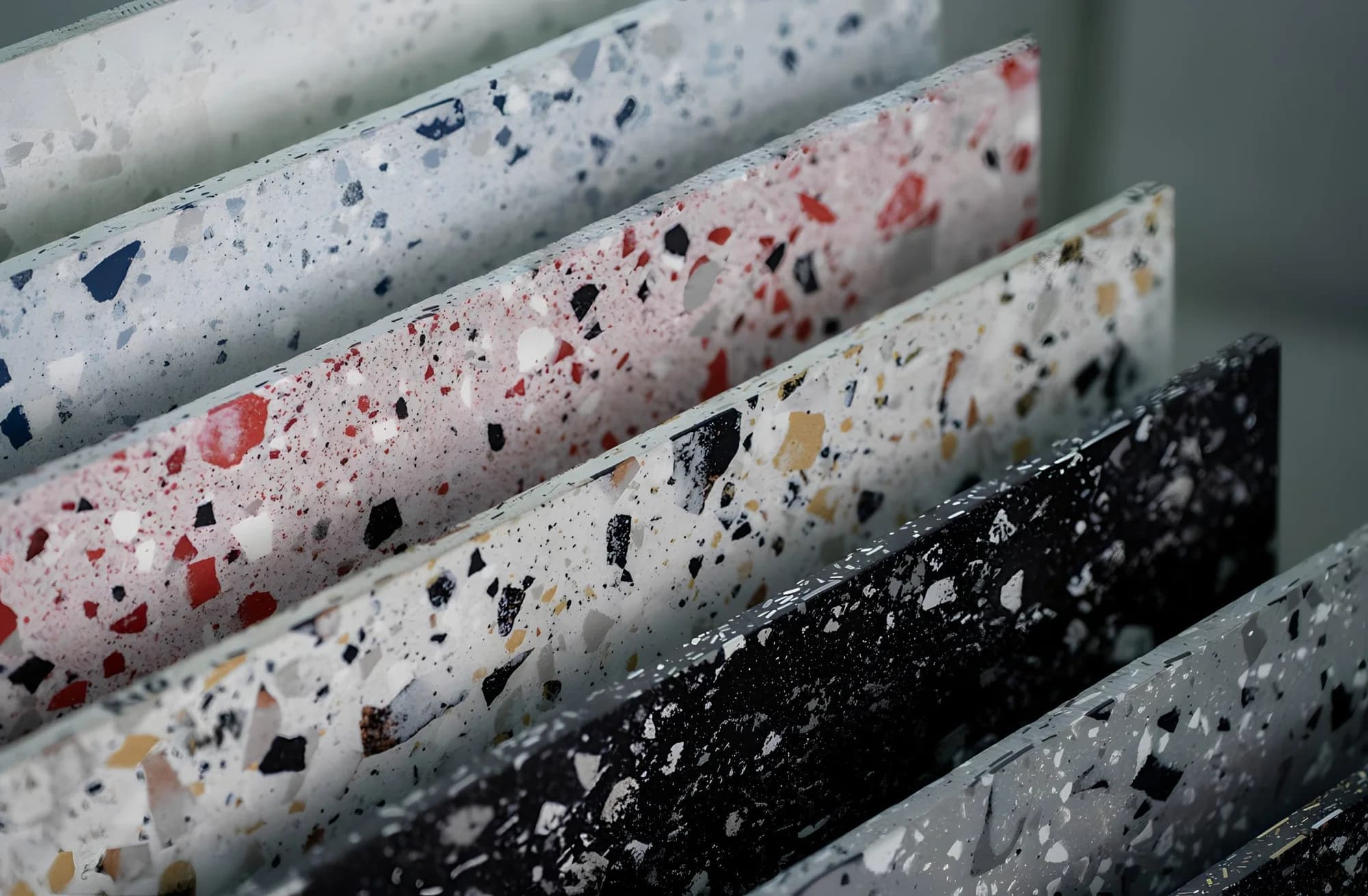 Tile samples on display in the Lilydale Tiles showroom