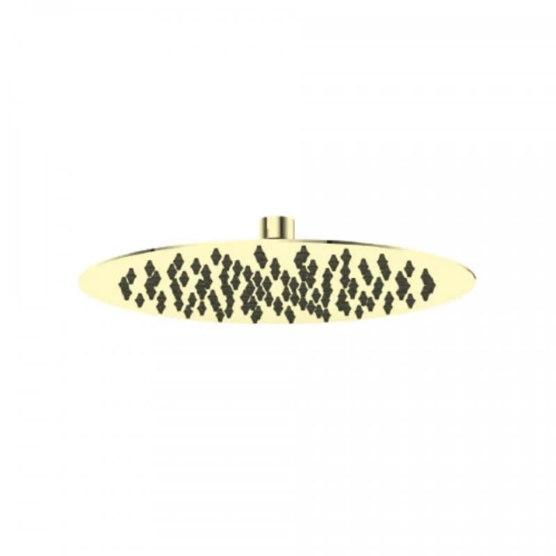 Brushed gold round shower head — Tapware at Lilydale Tiles