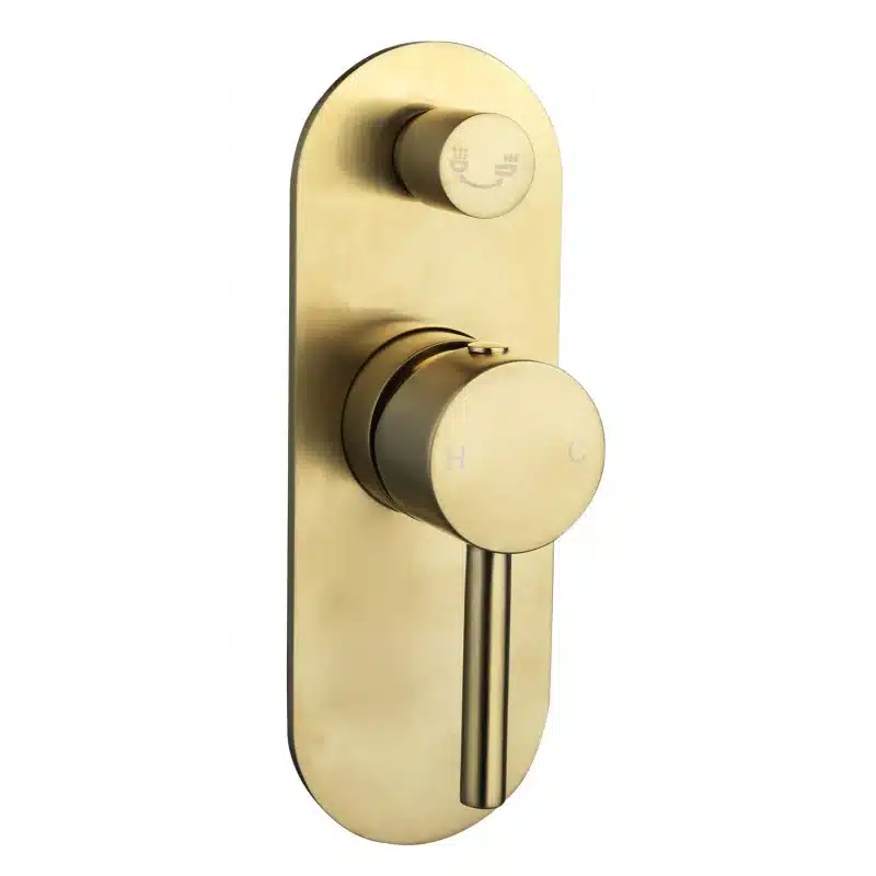 Brushed gold wall mixer — Tapware at Lilydale Tiles