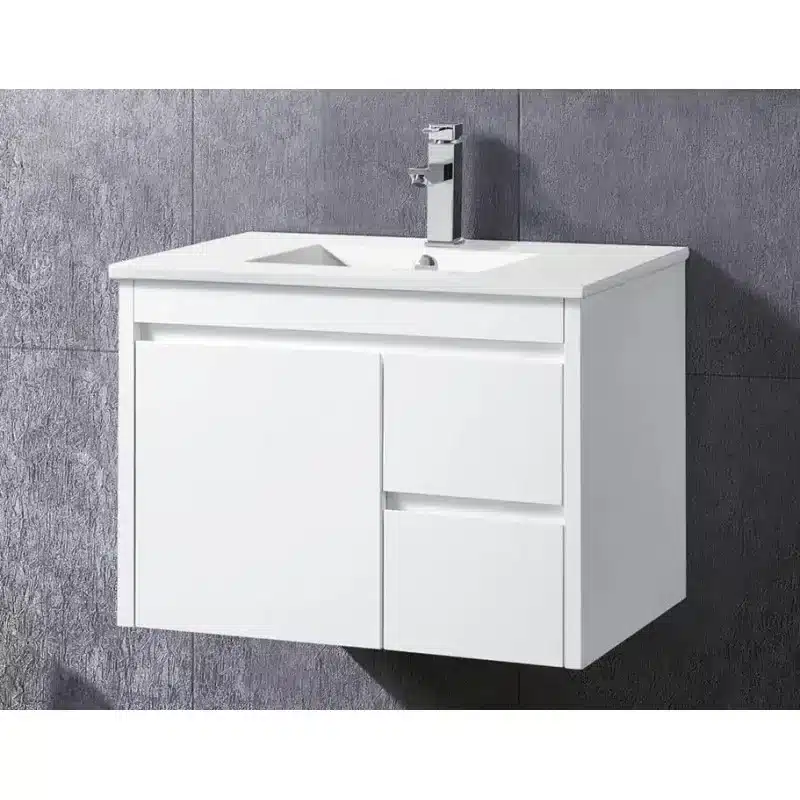 WD750 White gloss polyurethane wall hung vanity — Vanities & Mirrors at Lilydale Tiles