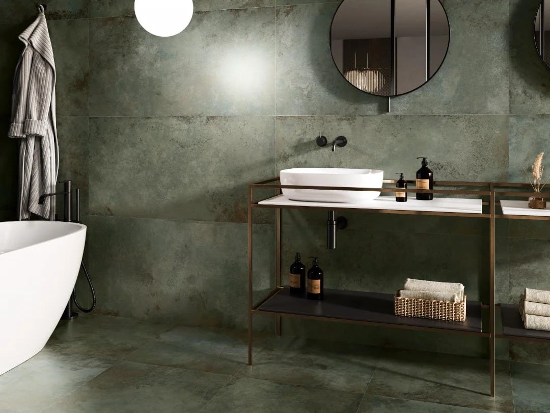 Modern green bathroom interior