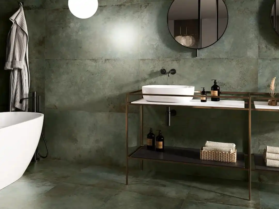 Modern green bathroom interior