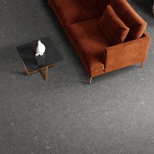 Grey tiled living room floor