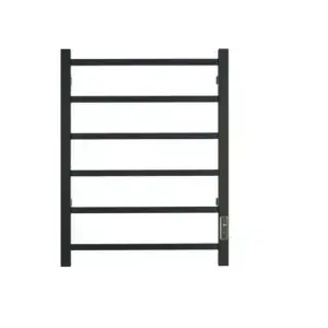 Black heated towel rail