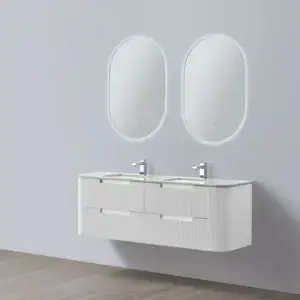 Double vanity with oval mirrors