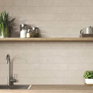 Kitchen tiles with sink and plants