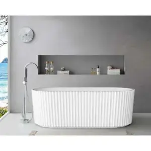 Modern freestanding bathtub with shower