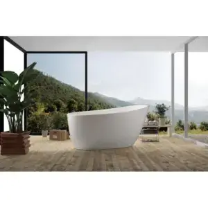 Modern bathtub with mountain view